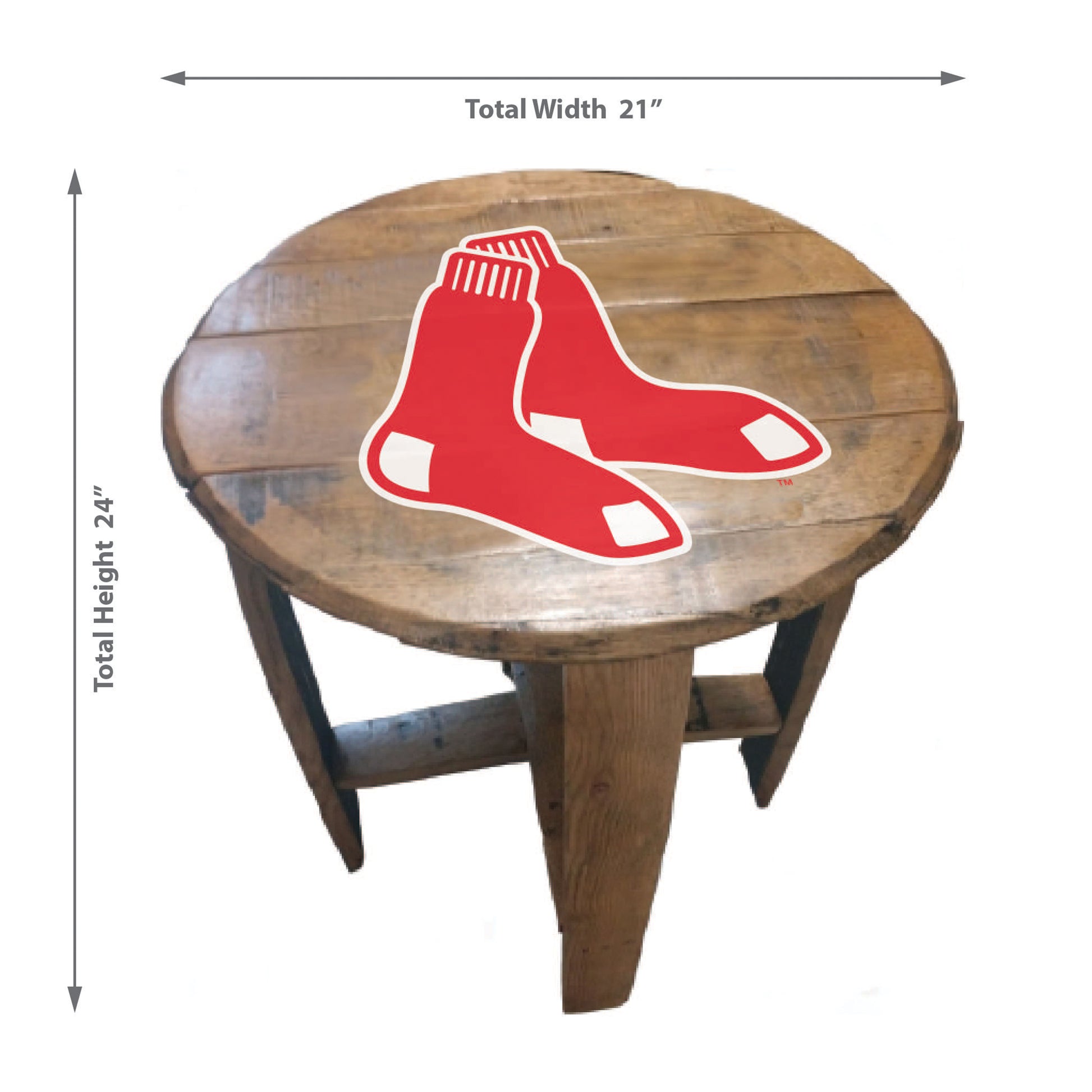 Boston Red Sox whiskey barrel end table dimensions