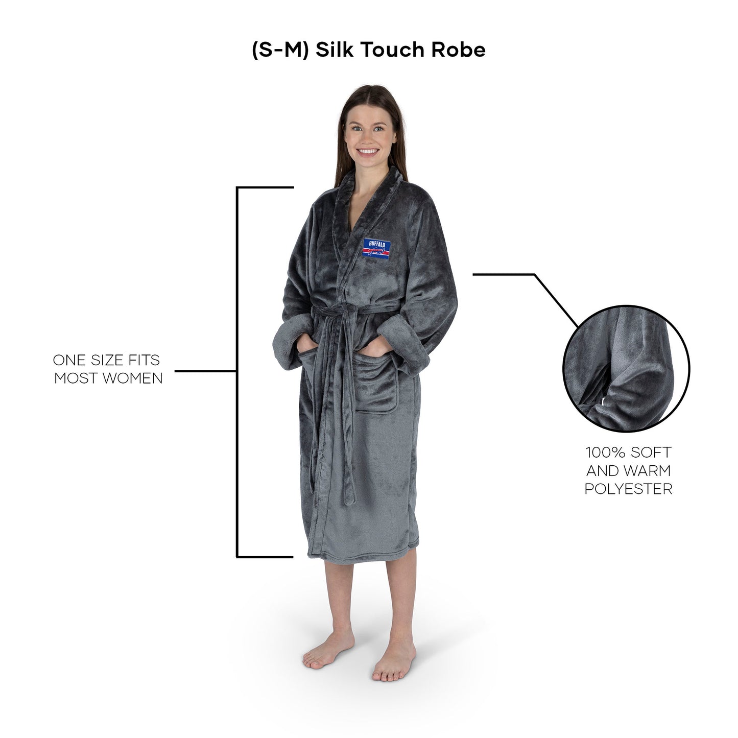 Buffalo Bills silk touch charcoal women bathrobe