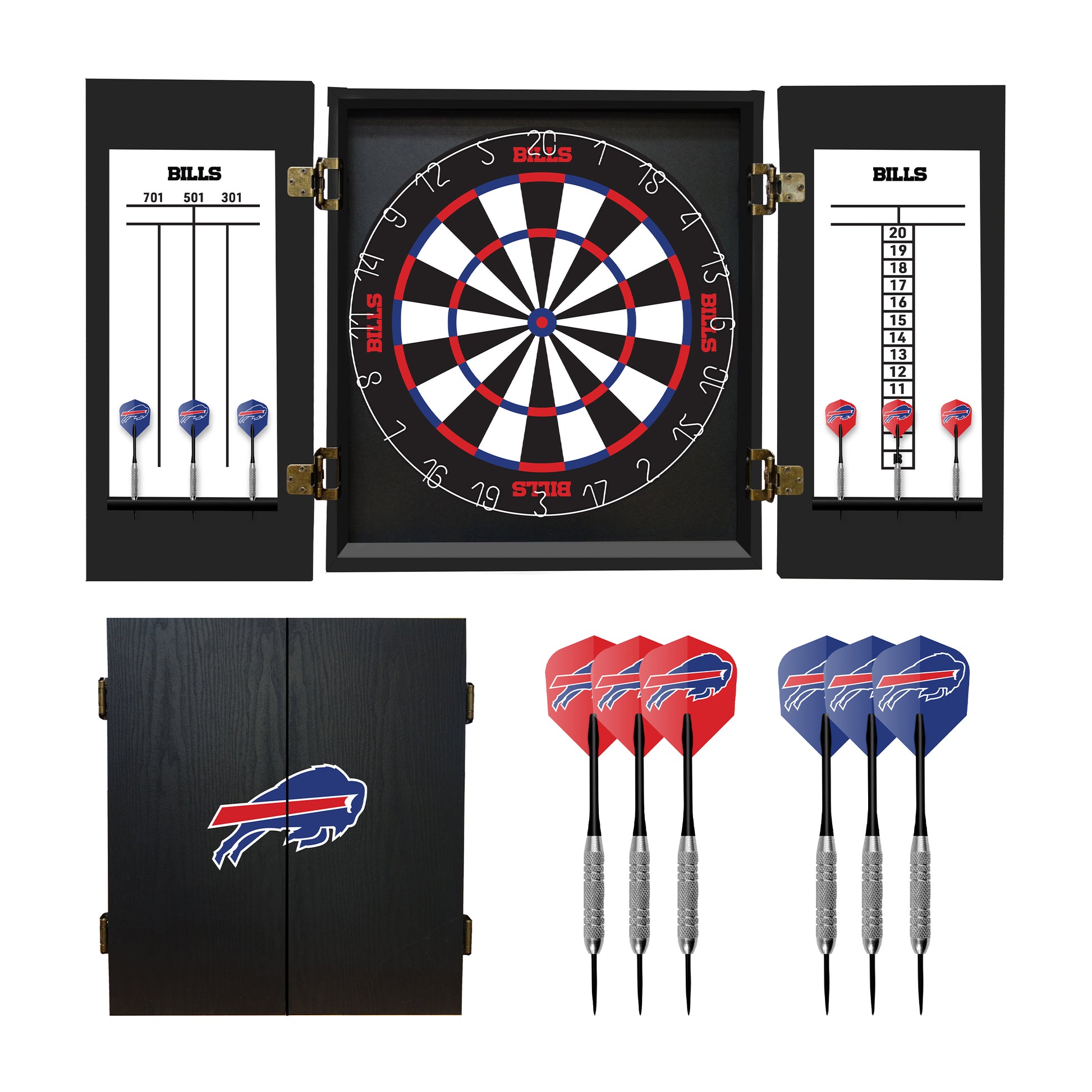 Buffalo Bills Dart Board Cabinet Set