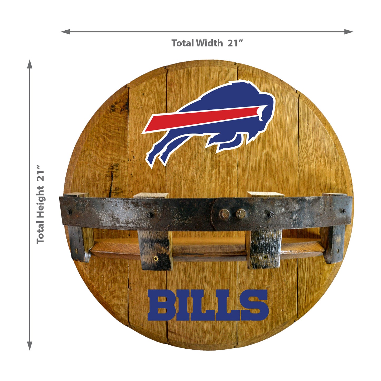 Buffalo Bills whiskey barrel shelf dimensions