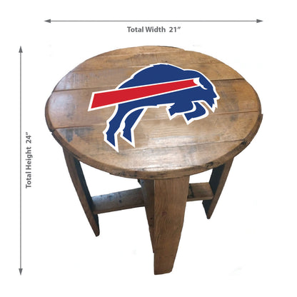 Buffalo Bills whiskey barrel end table dimensions