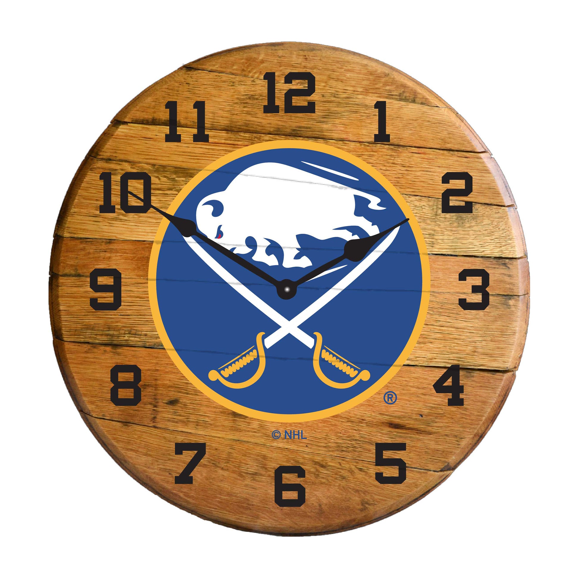 Buffalo Sabres whiskey barrel wall clock