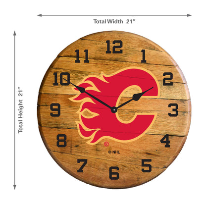 Calgary Flames whiskey barrel wall clock dimensions