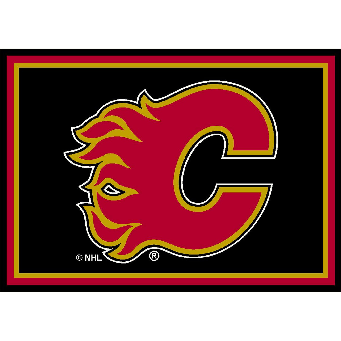 Calgary Flames distressed style area rug
