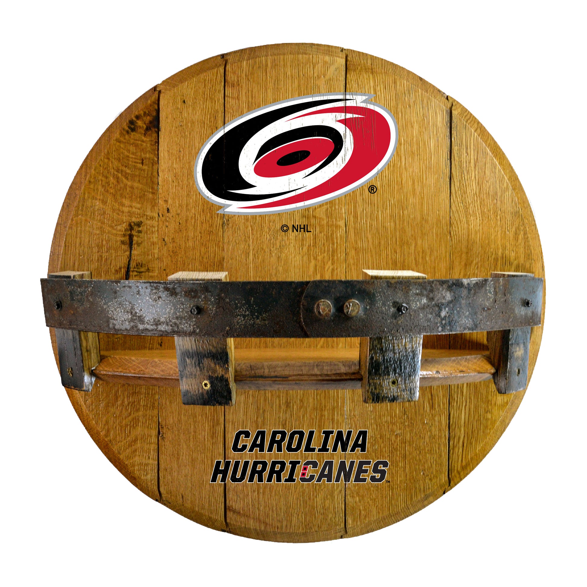 Carolina Hurricanes whiskey barrel shelf