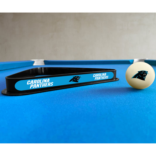 Carolina Panthers triangle rack and cue ball set