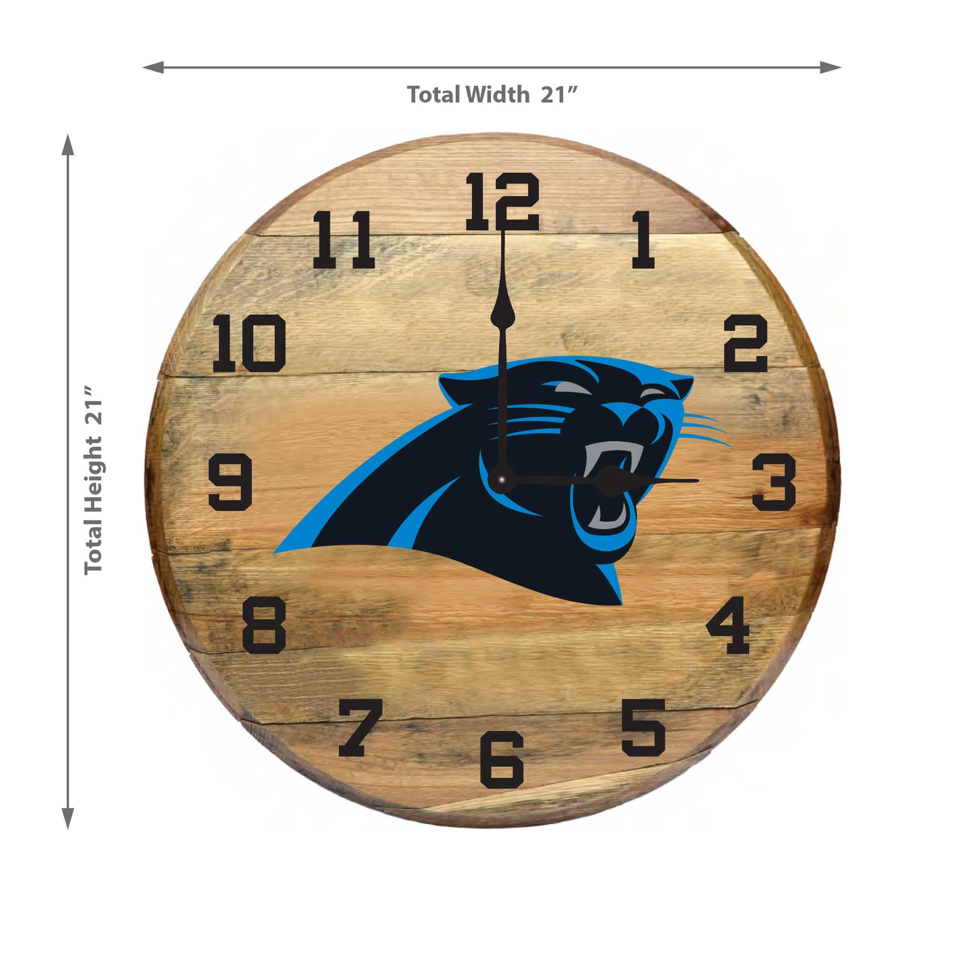 Carolina Panthers whiskey barrel wall clock dimensions