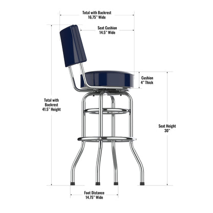 Chicago Bears Chrome Barstool dimensions