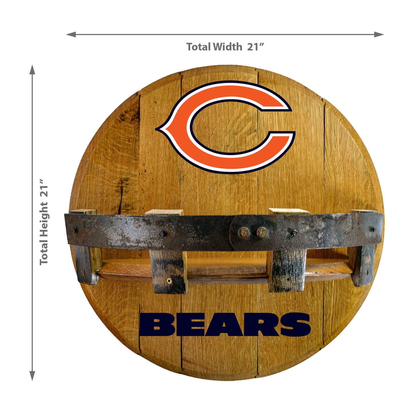 Chicago Bears whiskey barrel shelf dimensions