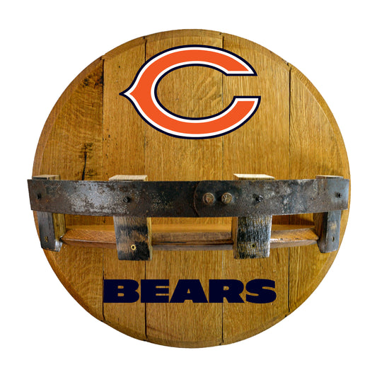 Chicago Bears whiskey barrel shelf