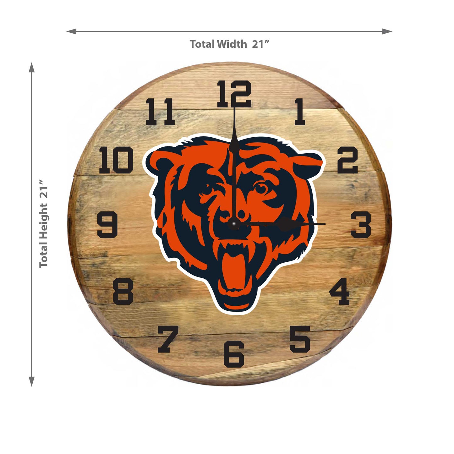 Chicago Bears whiskey barrel wall clock dimensions