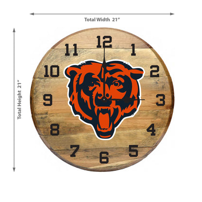 Chicago Bears whiskey barrel wall clock dimensions