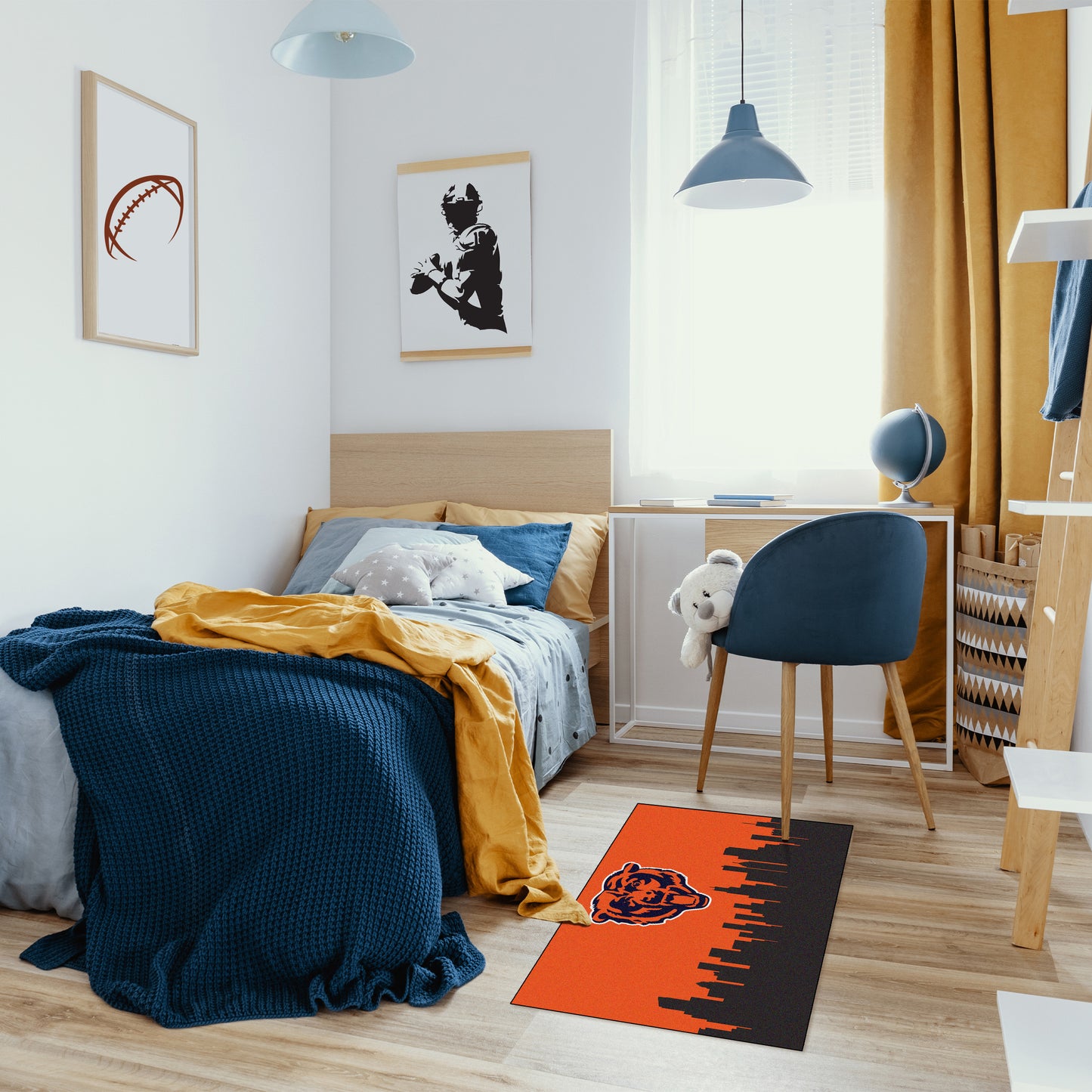 Chicago Bears washable cityscape rug life