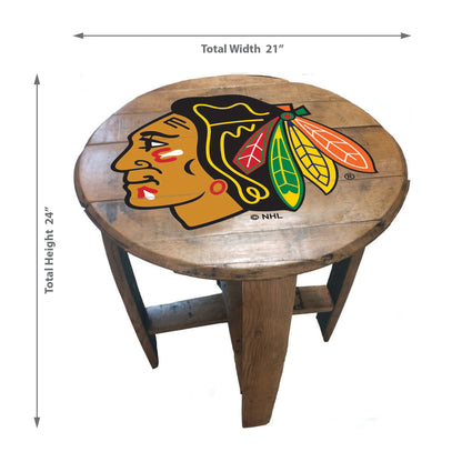 Chicago Blackhawks whiskey barrel end table dimensions