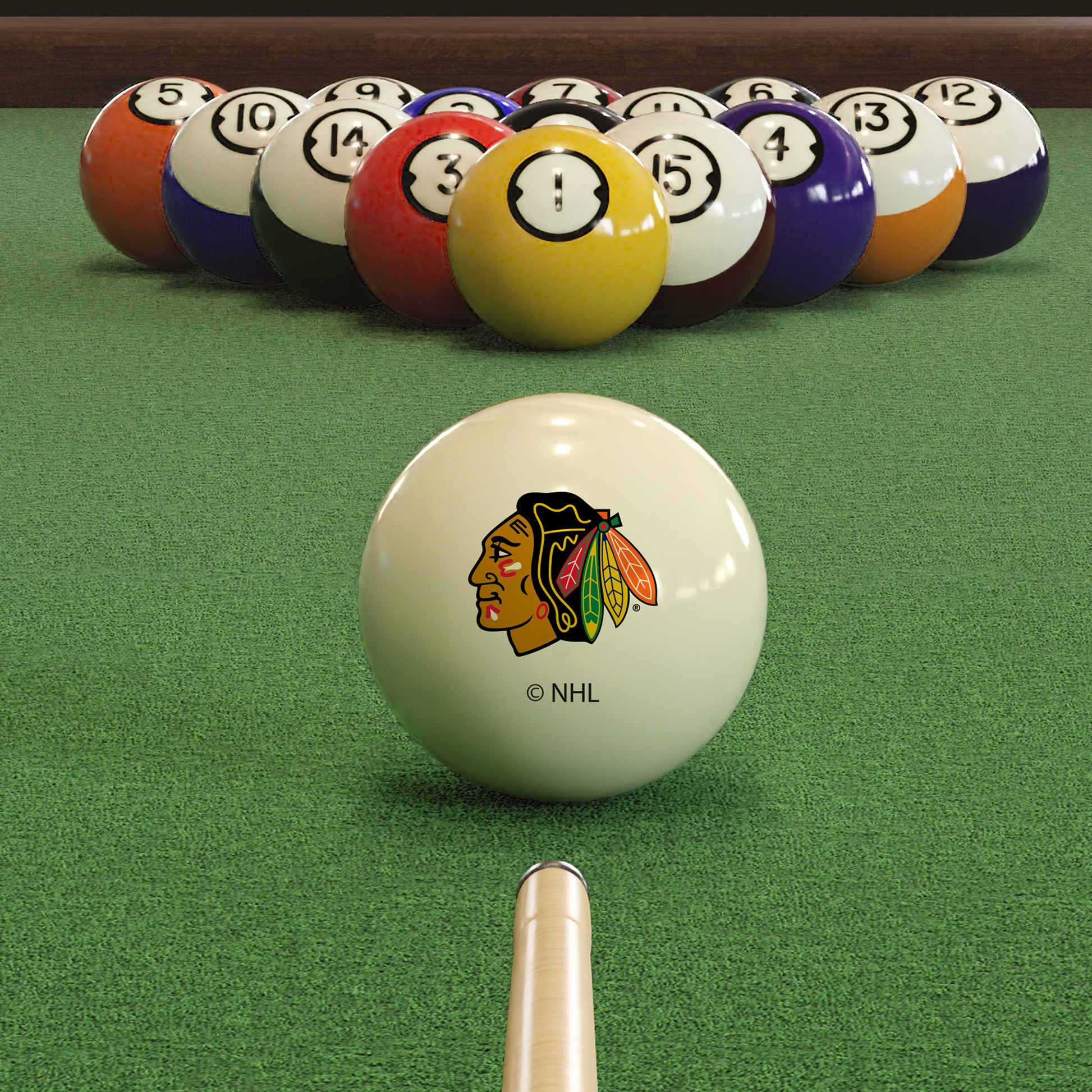 Chicago Blackhawks logo pool ball set
