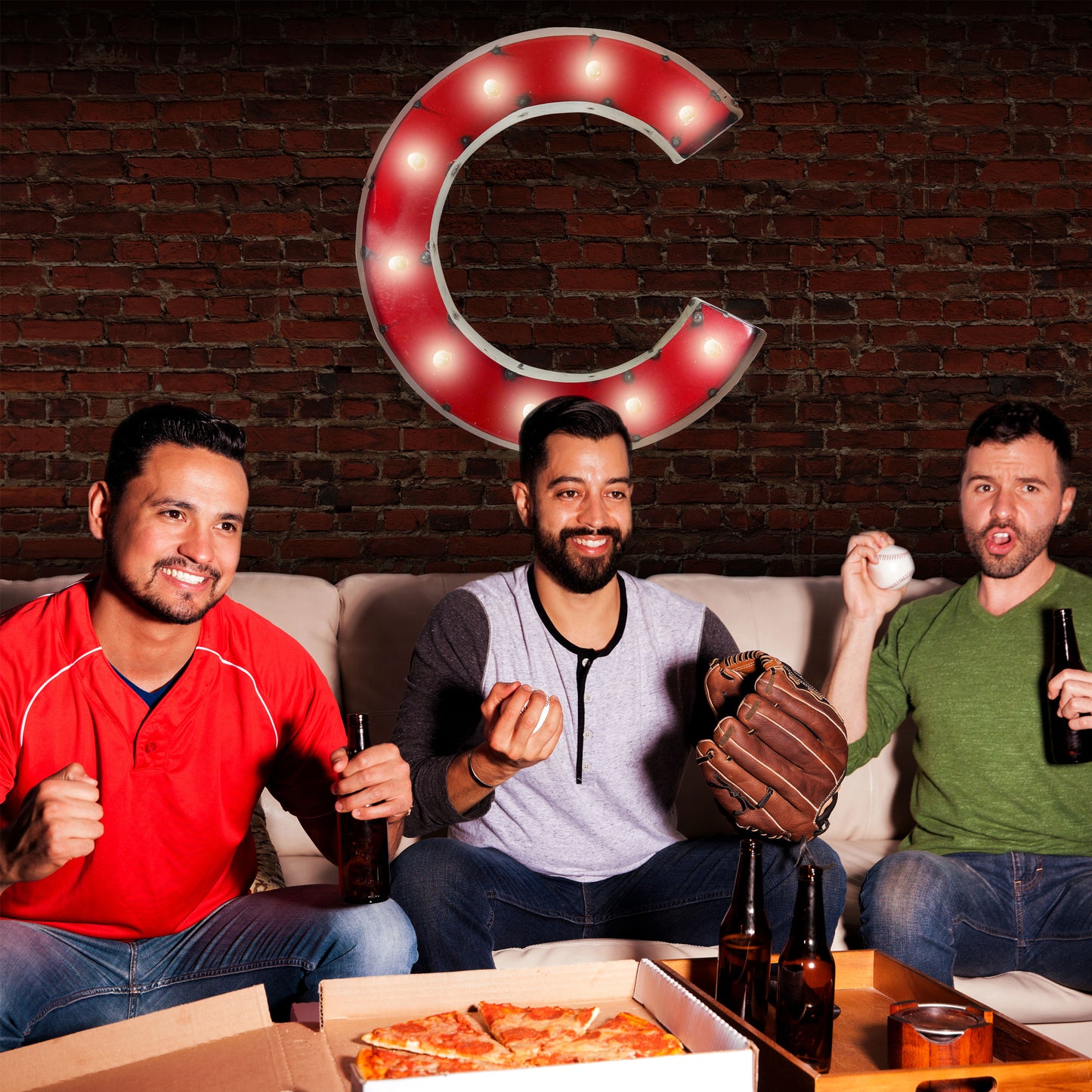 Chicago Cubs logo lighted metal man cave sign