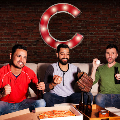 Chicago Cubs logo lighted metal man cave sign