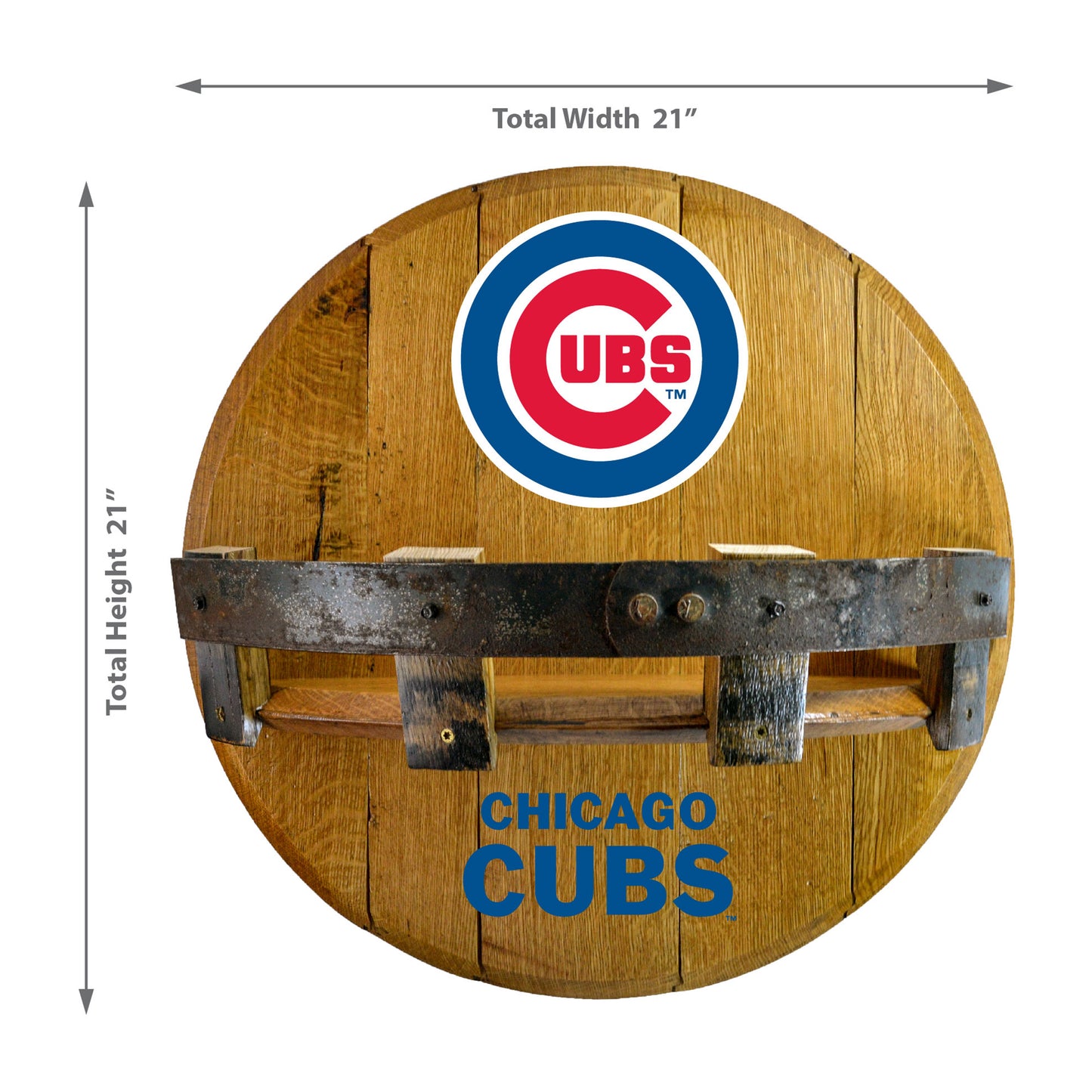 Chicago Cubs whiskey barrel shelf dimensions