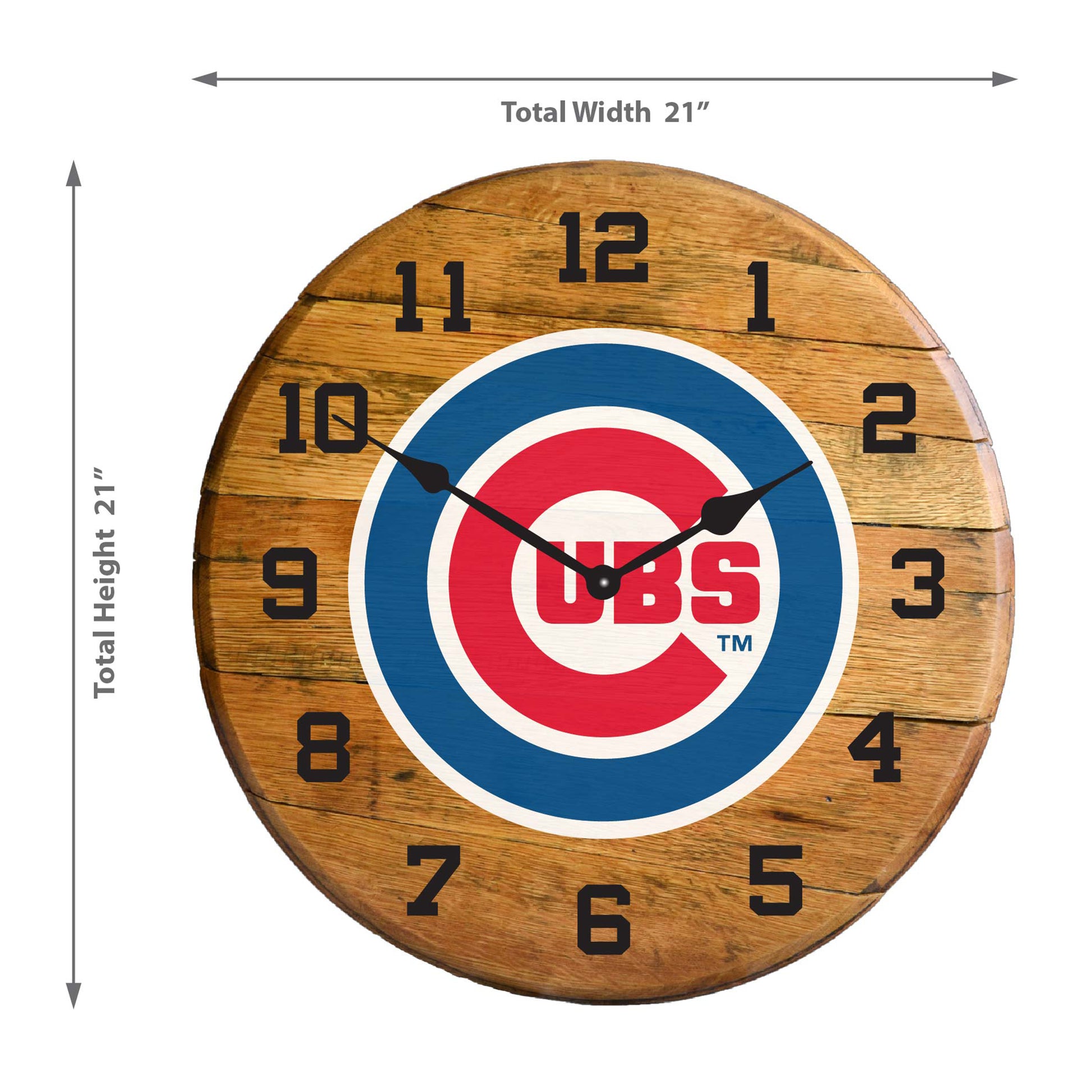 Chicago Cubs whiskey barrel wall clock dimensions