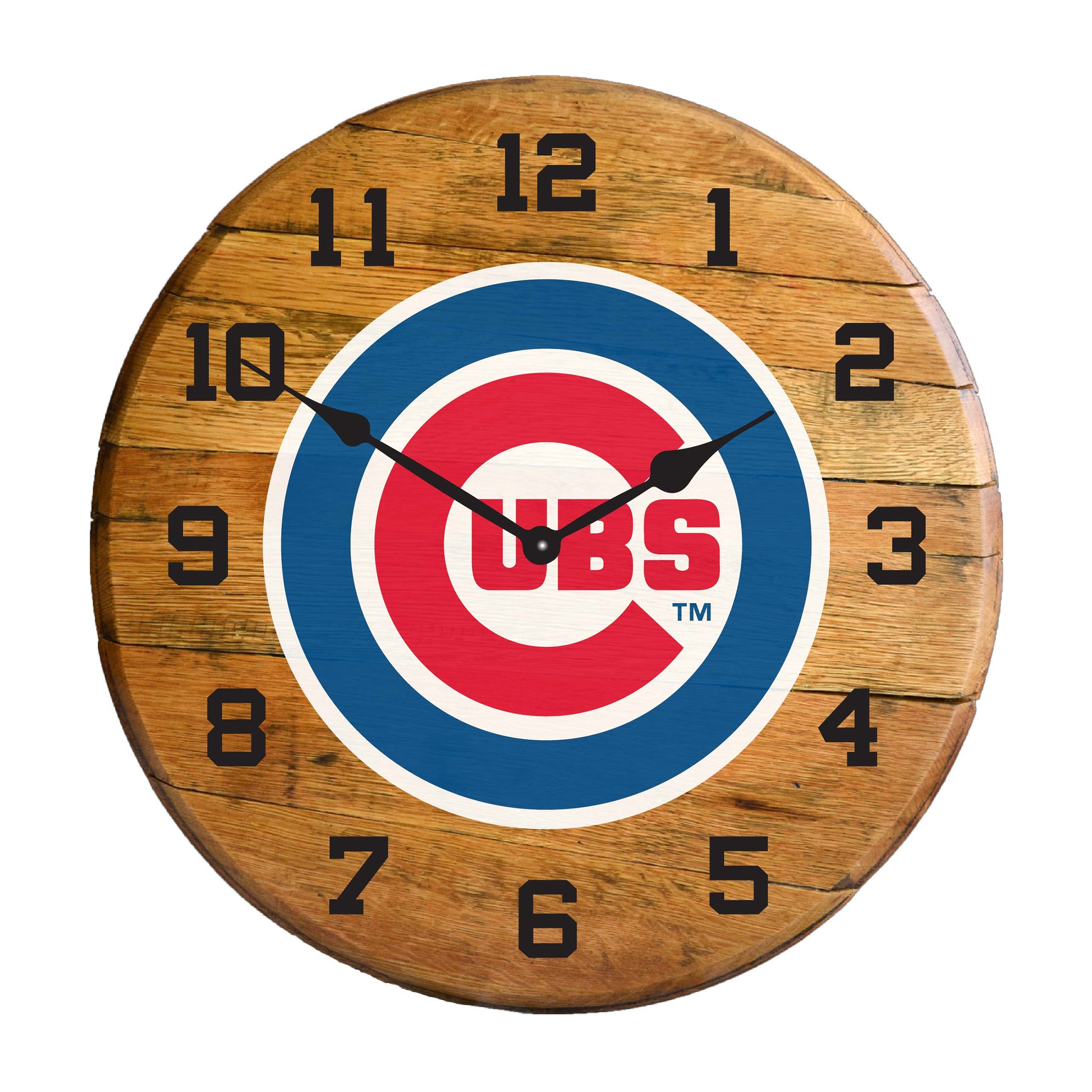 Chicago Cubs whiskey barrel wall clock