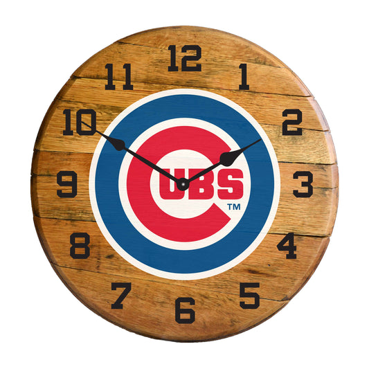 Chicago Cubs whiskey barrel wall clock