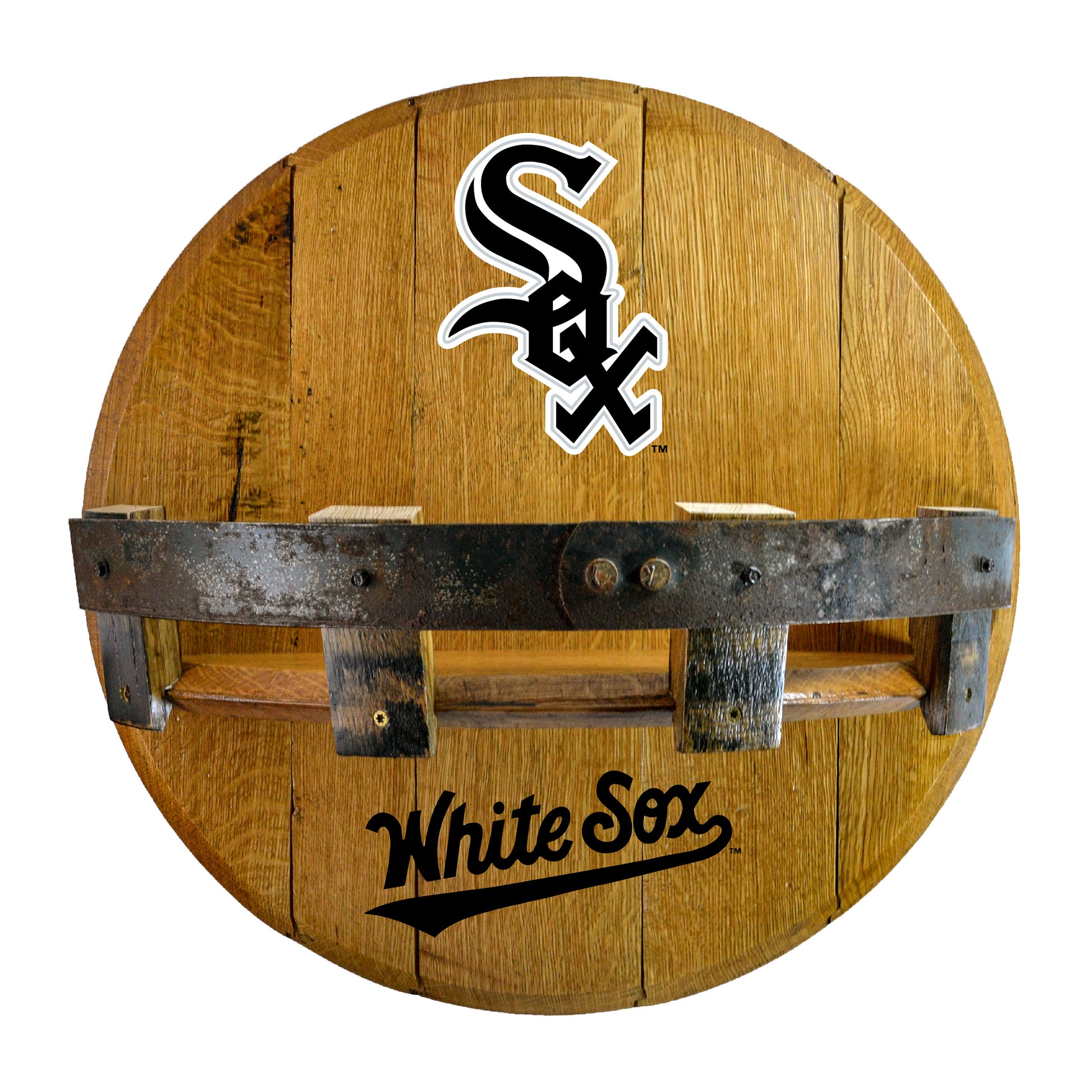 Chicago White Sox whiskey barrel shelf