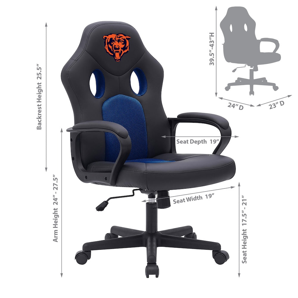 Chicago Bears Office Gamer Chair Dimensions
