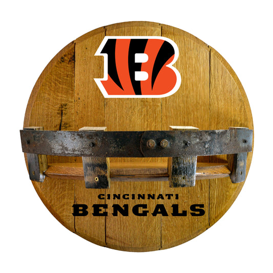 Cincinnati Bengals whiskey barrel shelf