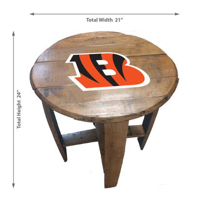 Cincinnati Bengals whiskey barrel end table dimensions