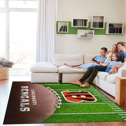 Cincinnati Bengals washable football field rug lifestyle