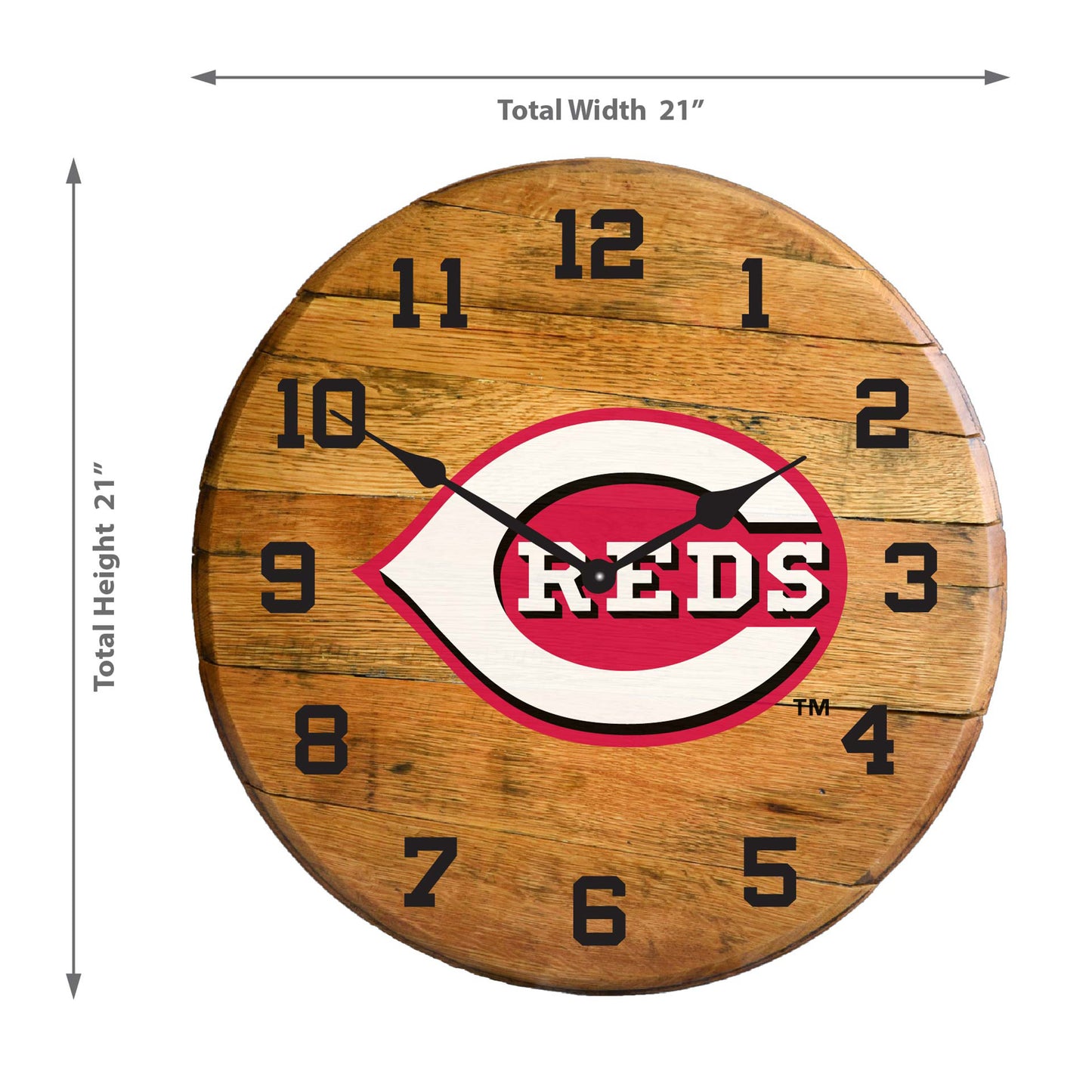 Cincinnati Reds whiskey barrel wall clock dimensions
