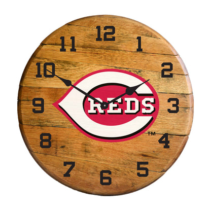 Cincinnati Reds whiskey barrel wall clock