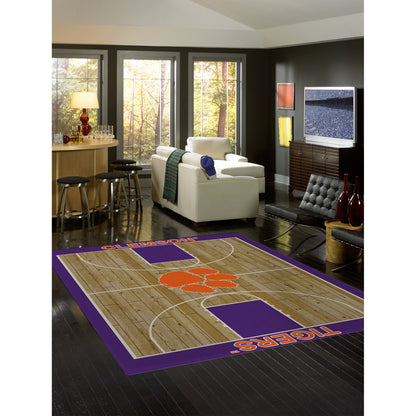 Clemson Tigers courtside style area rug lifestyle