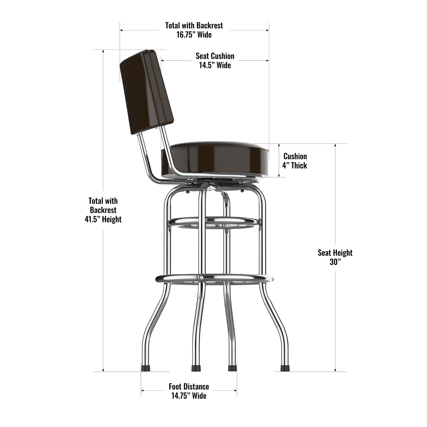 Cleveland Browns Chrome Barstool dimensions