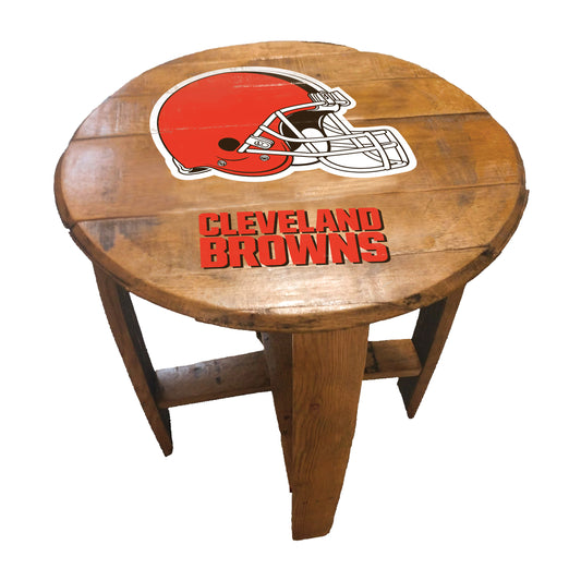 Cleveland Browns whiskey barrel end table