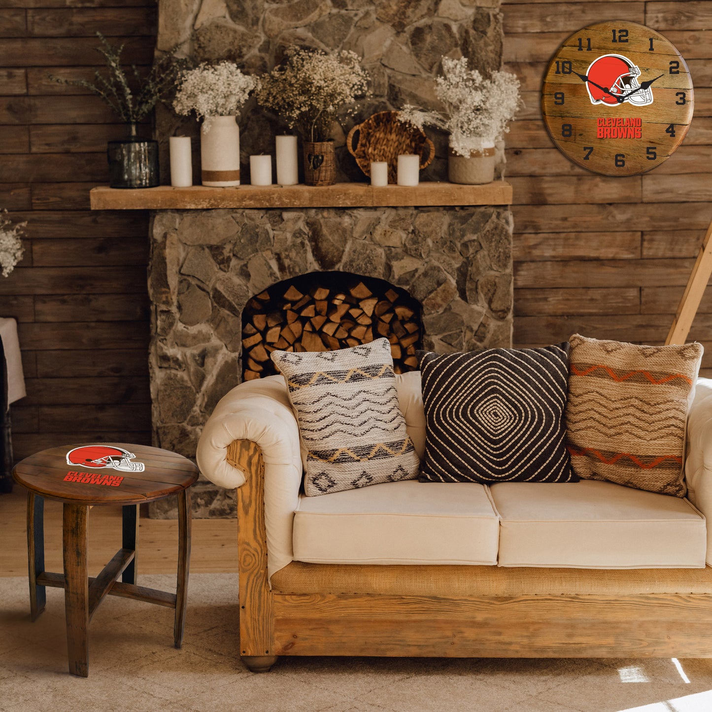 Cleveland Browns whiskey barrel wall clock Lifestyle
