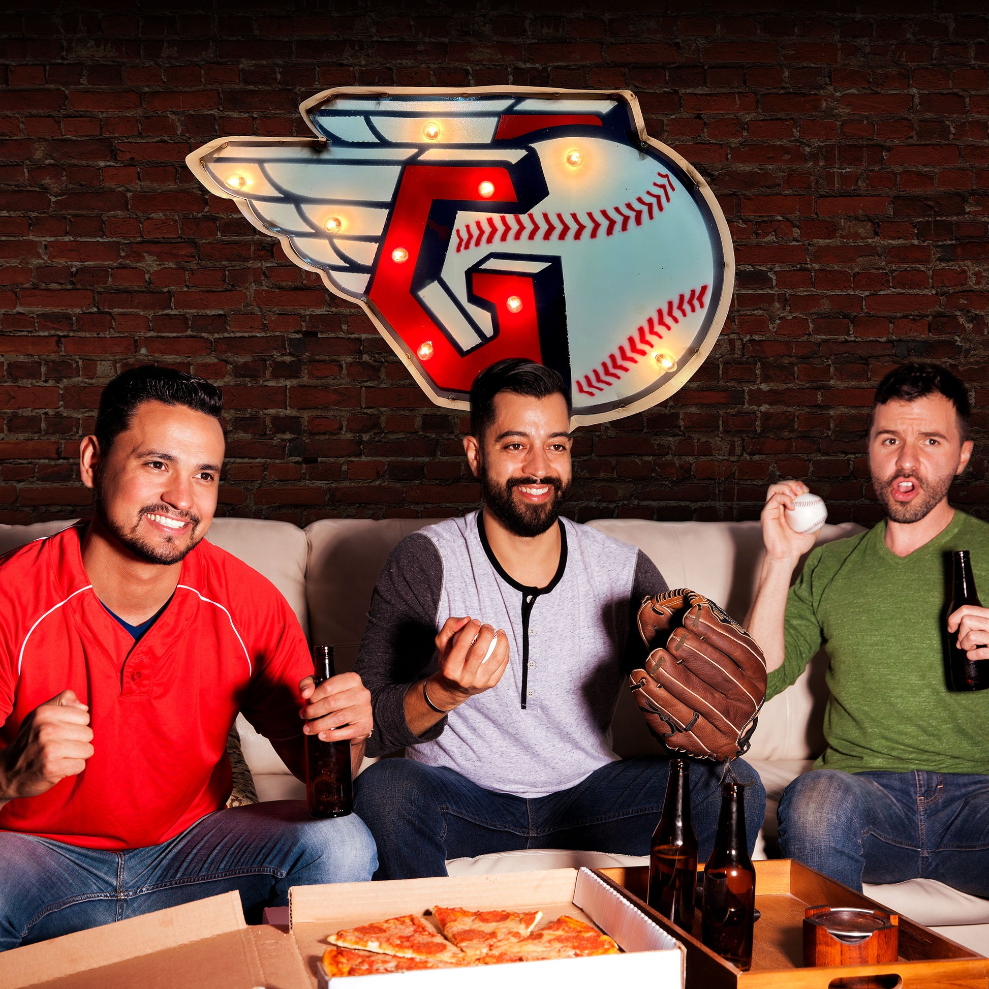 Cleveland Guardians logo lighted metal man cave sign