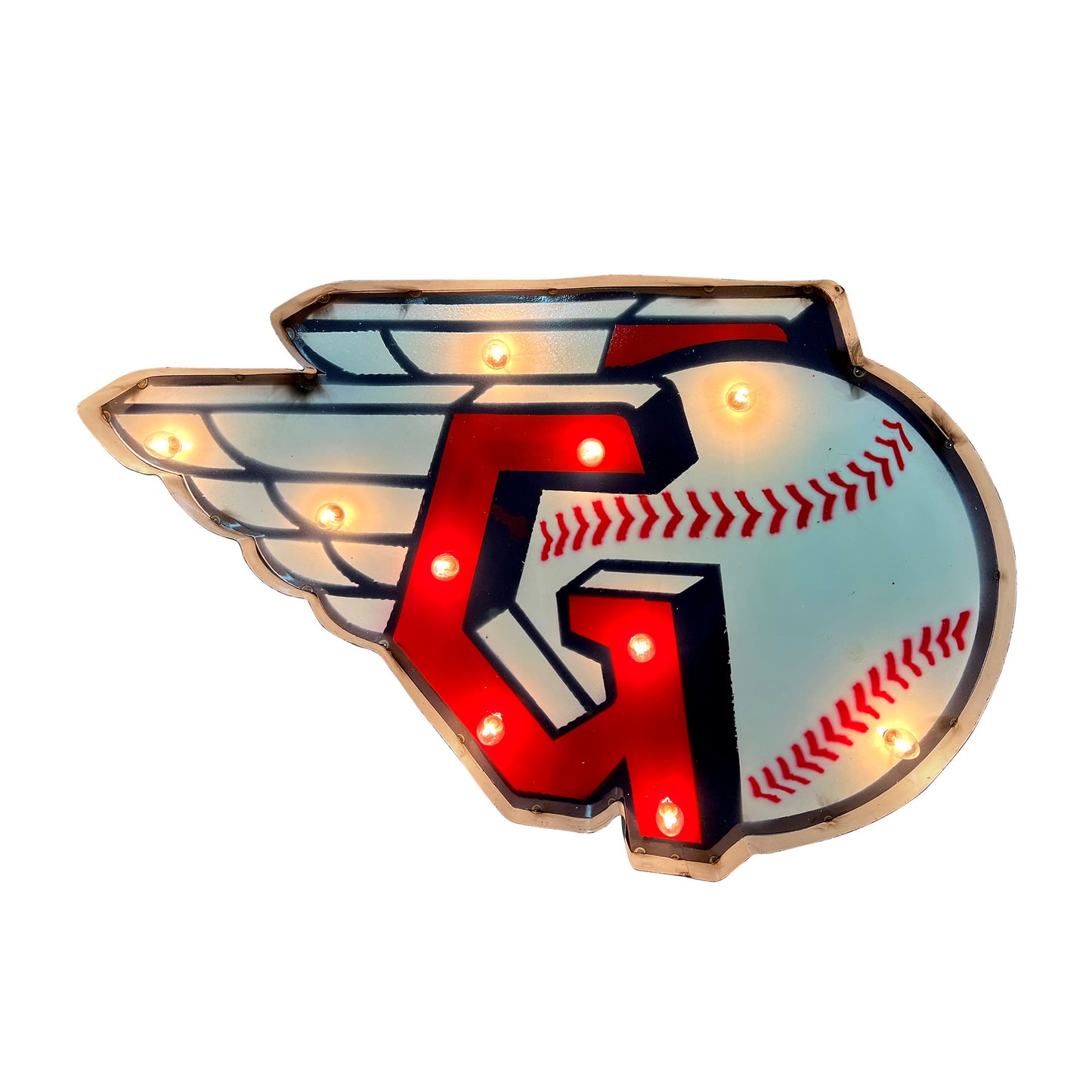 Cleveland Guardians logo lighted metal sign