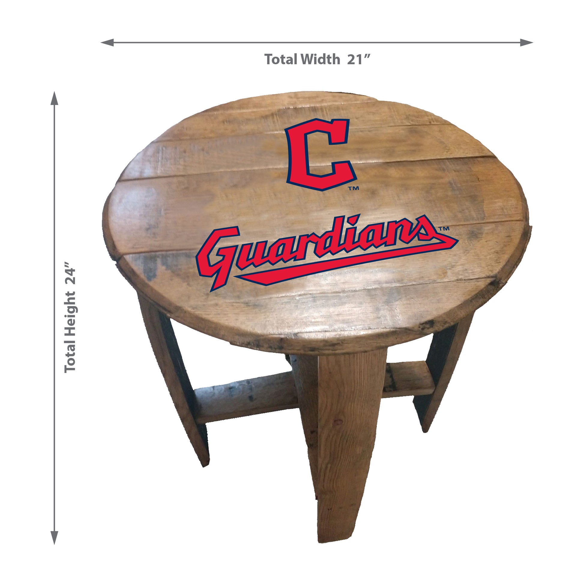 Cleveland Guardians whiskey barrel end table dimensions
