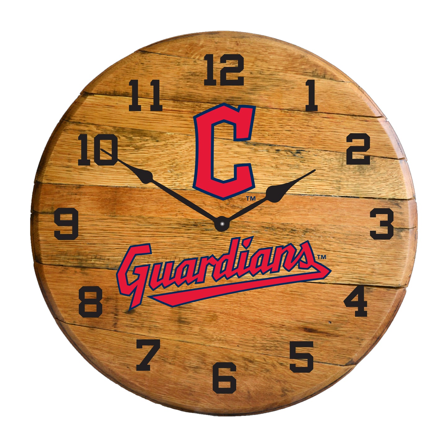 Cleveland Guardians whiskey barrel wall clock
