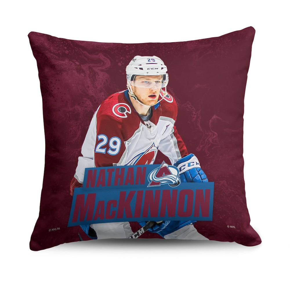 Colorado Avalanche Nathan MacKinnon throw pillow