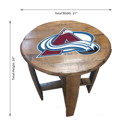 Colorado Avalanche whiskey barrel end table dimensions