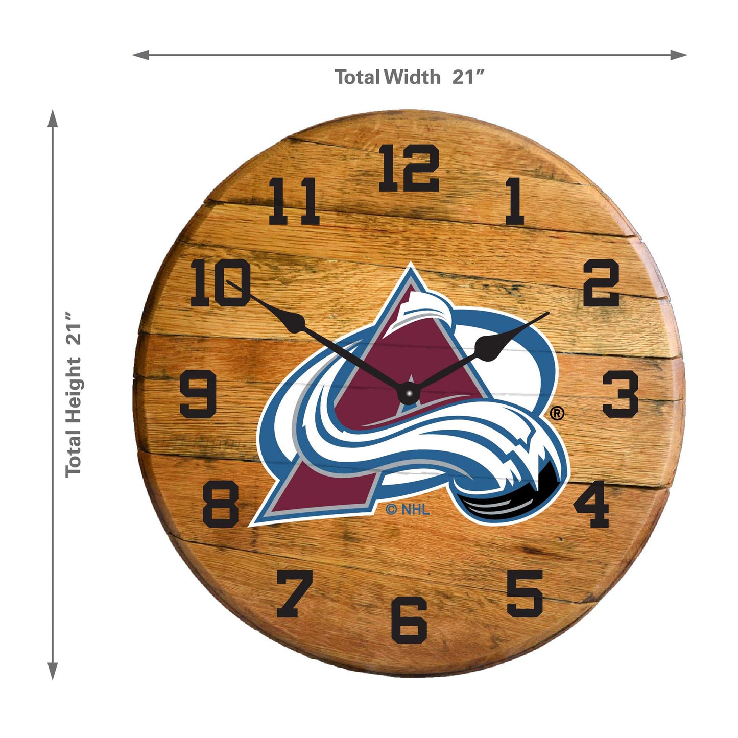 Colorado Avalanche whiskey barrel wall clock dimensions