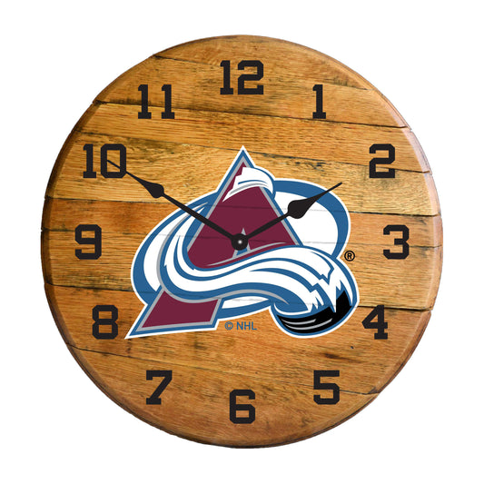 Colorado Avalanche whiskey barrel wall clock