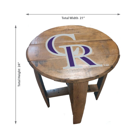 Colorado Rockies whiskey barrel end table dimensions