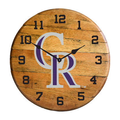 Colorado Rockies whiskey barrel wall clock