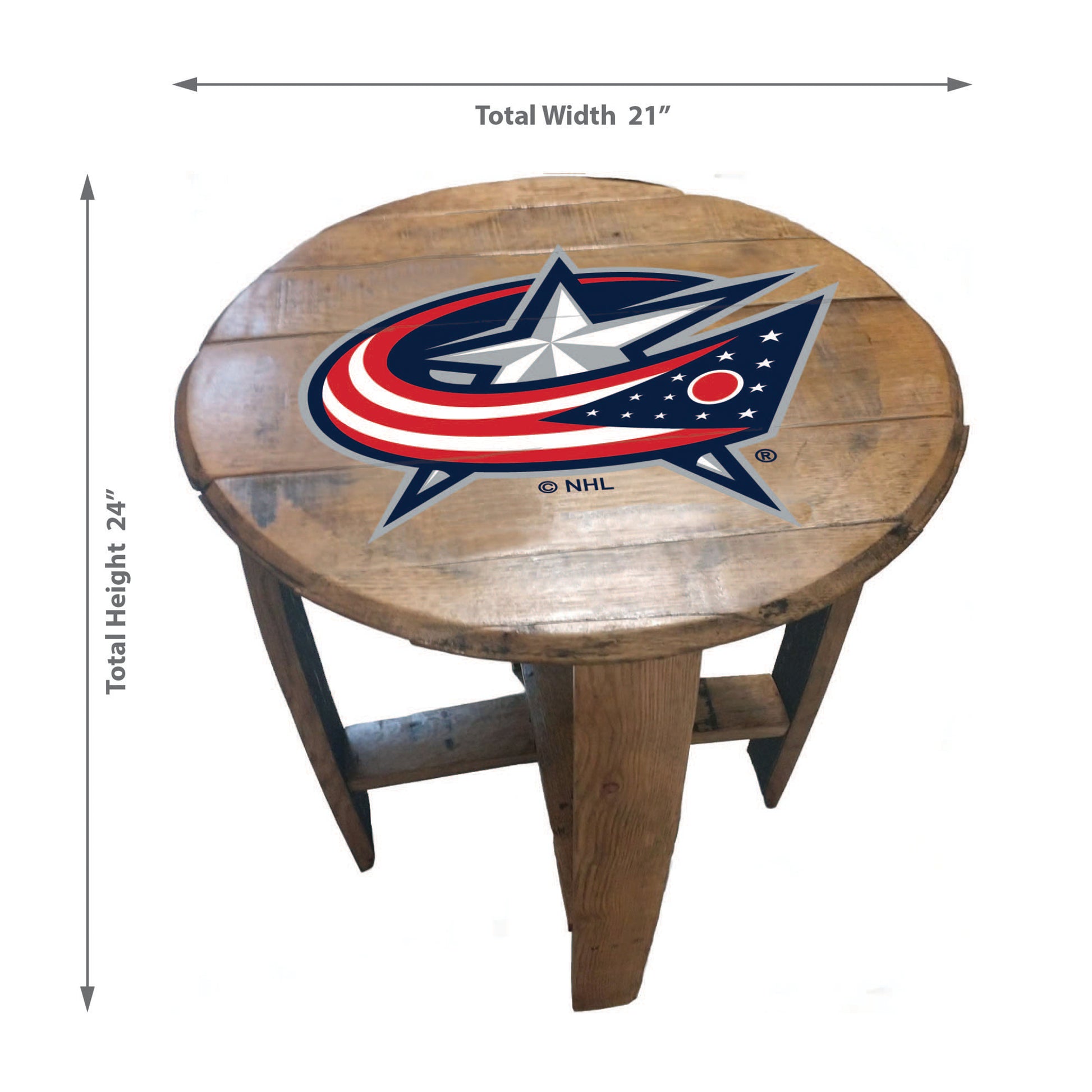 Columbus Blue Jackets whiskey barrel end table dimensions