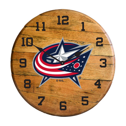 Columbus Blue Jackets whiskey barrel wall clock