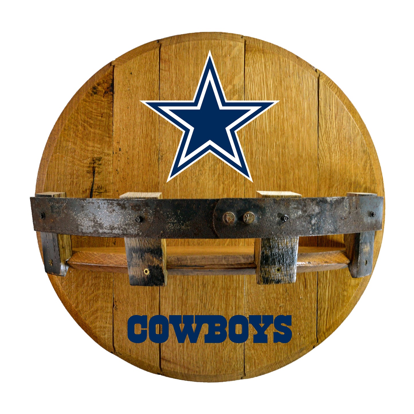 Dallas Cowboys whiskey barrel shelf