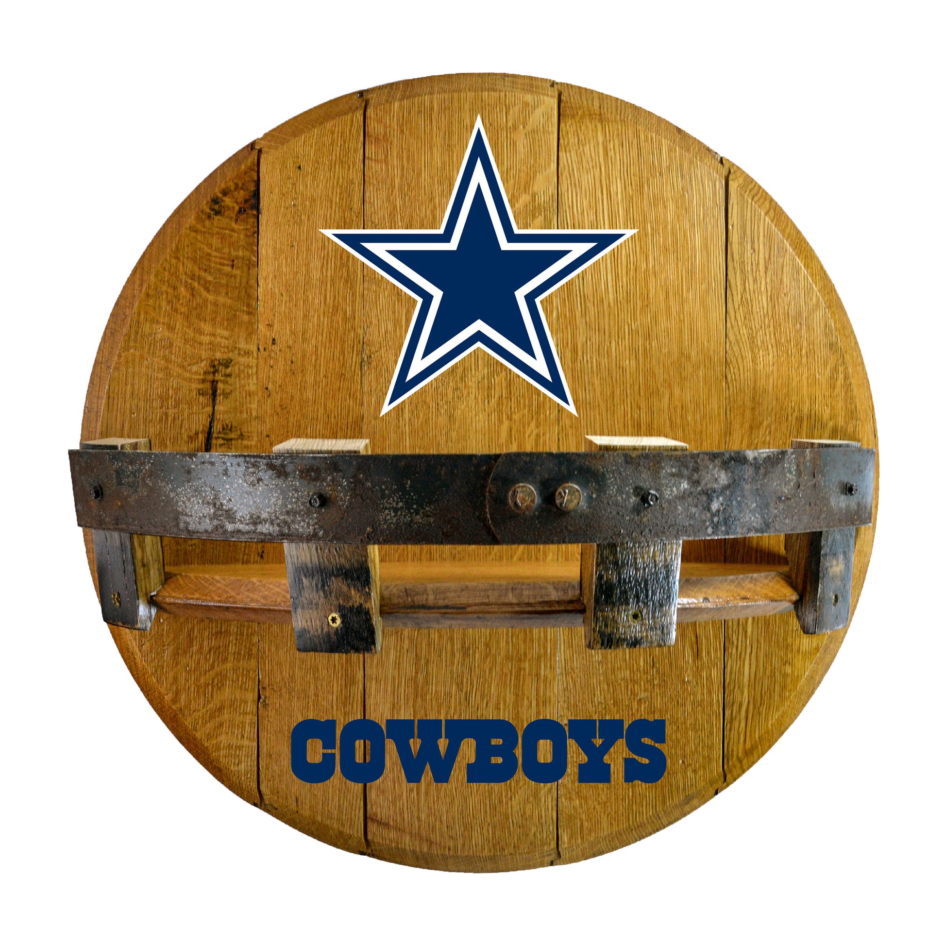 Dallas Cowboys whiskey barrel shelf